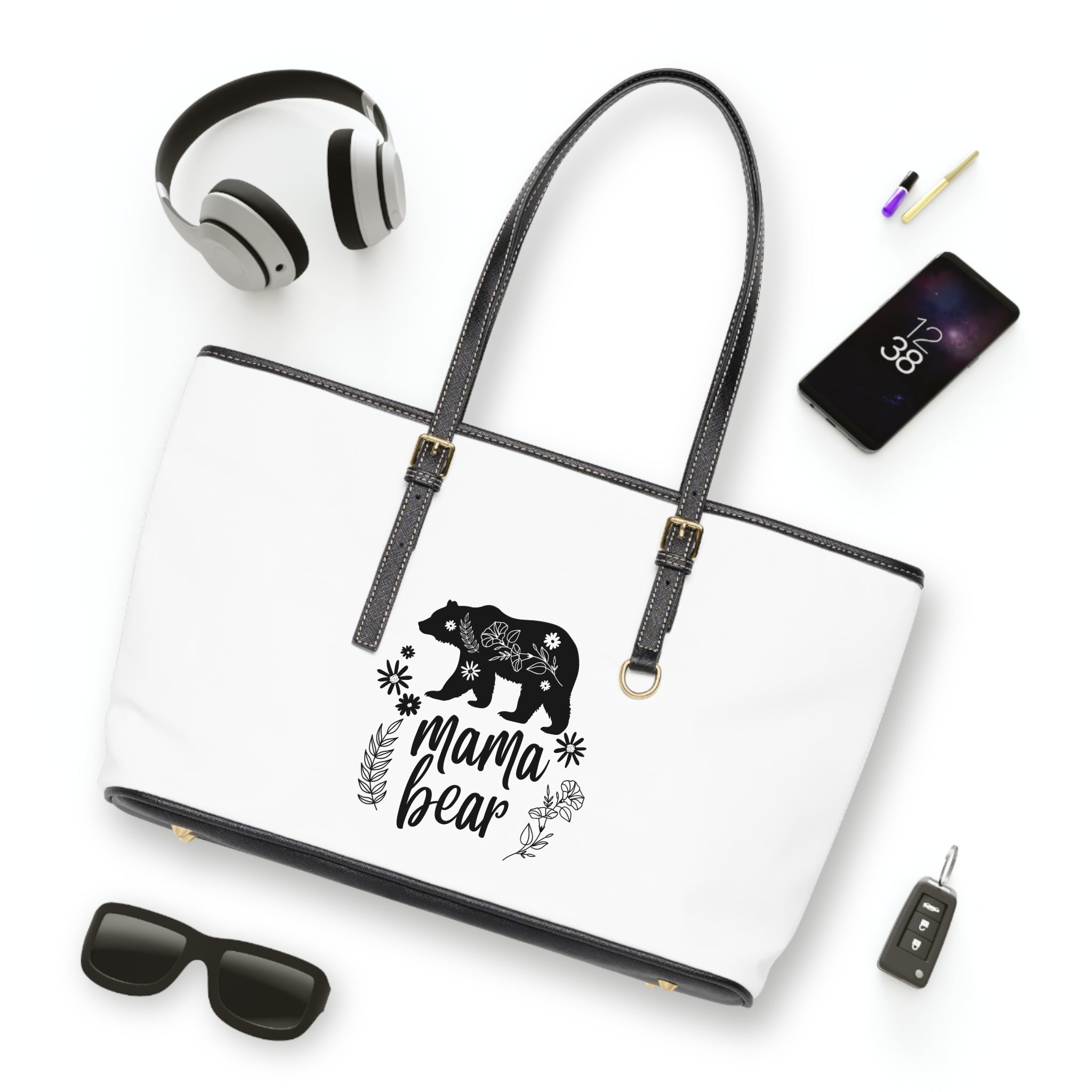 Handbag | 'Mama Bear' Shoulder Bag – Floral Bear Tote for Moms