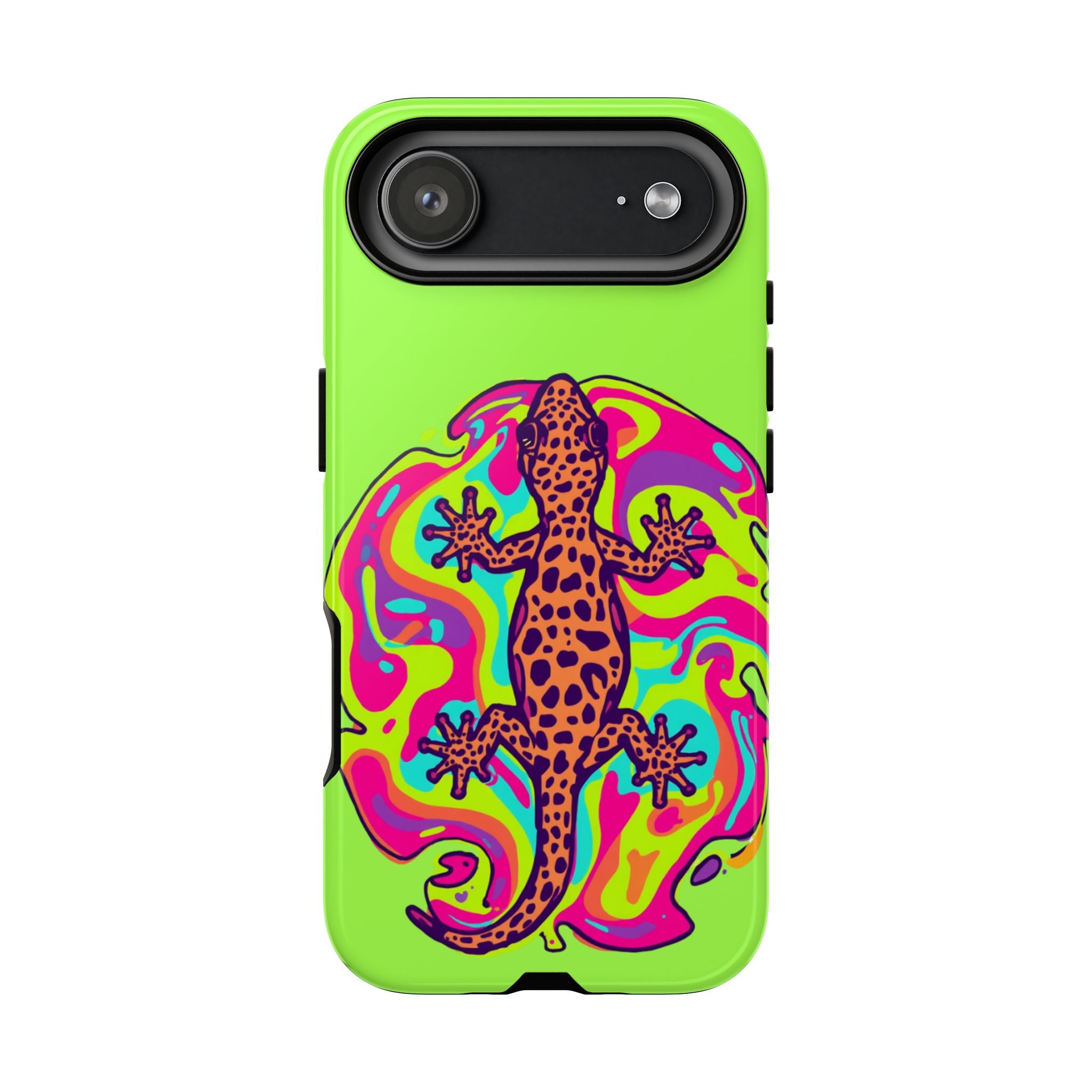 Phone Cases | Neon Leopard Gecko Swirl Phone Case
