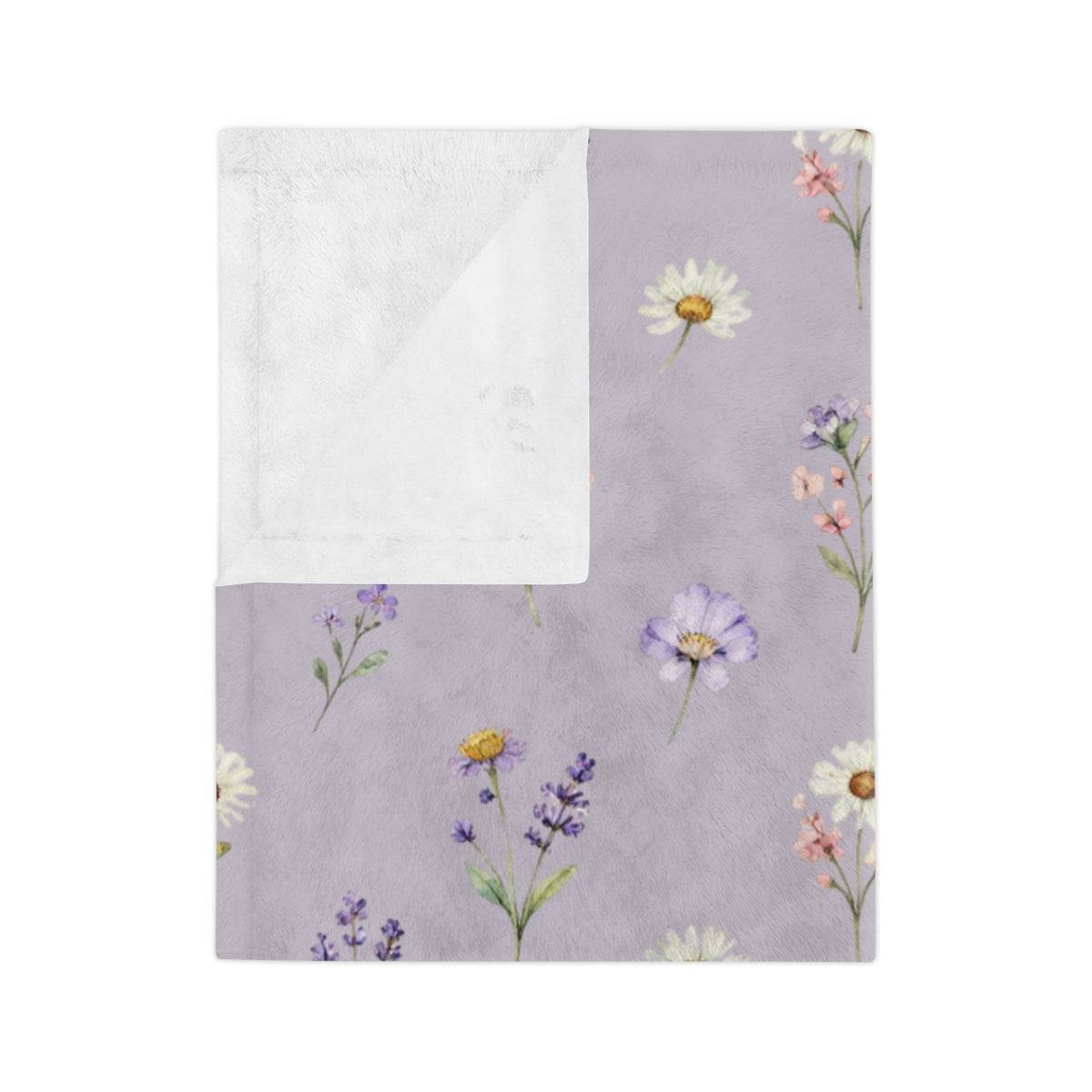Lilac Purple and Wild Flowers Microfiber Throw