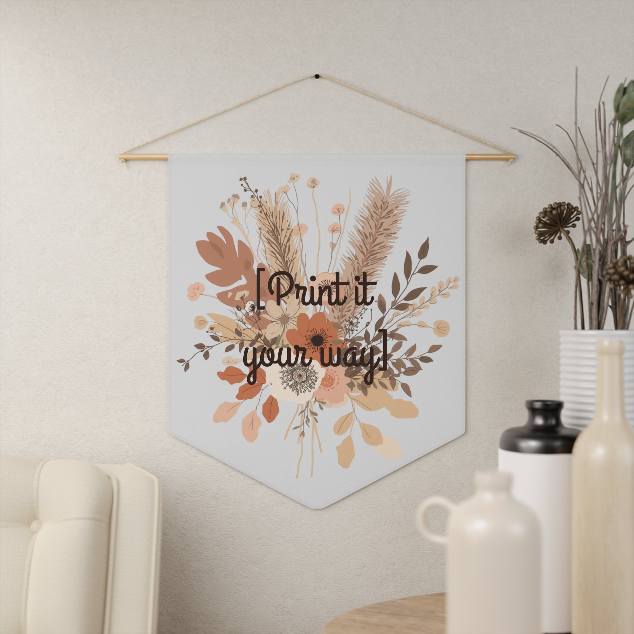 Pennant Banner | Neutral Dried Flowers Floral Boho Wall Decor