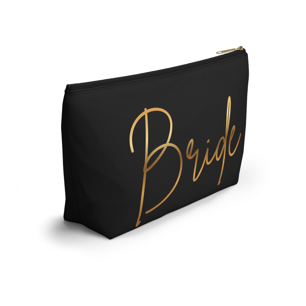T Bottom Accessory Pouch | Bride in Gold Script Cosmetic Bag