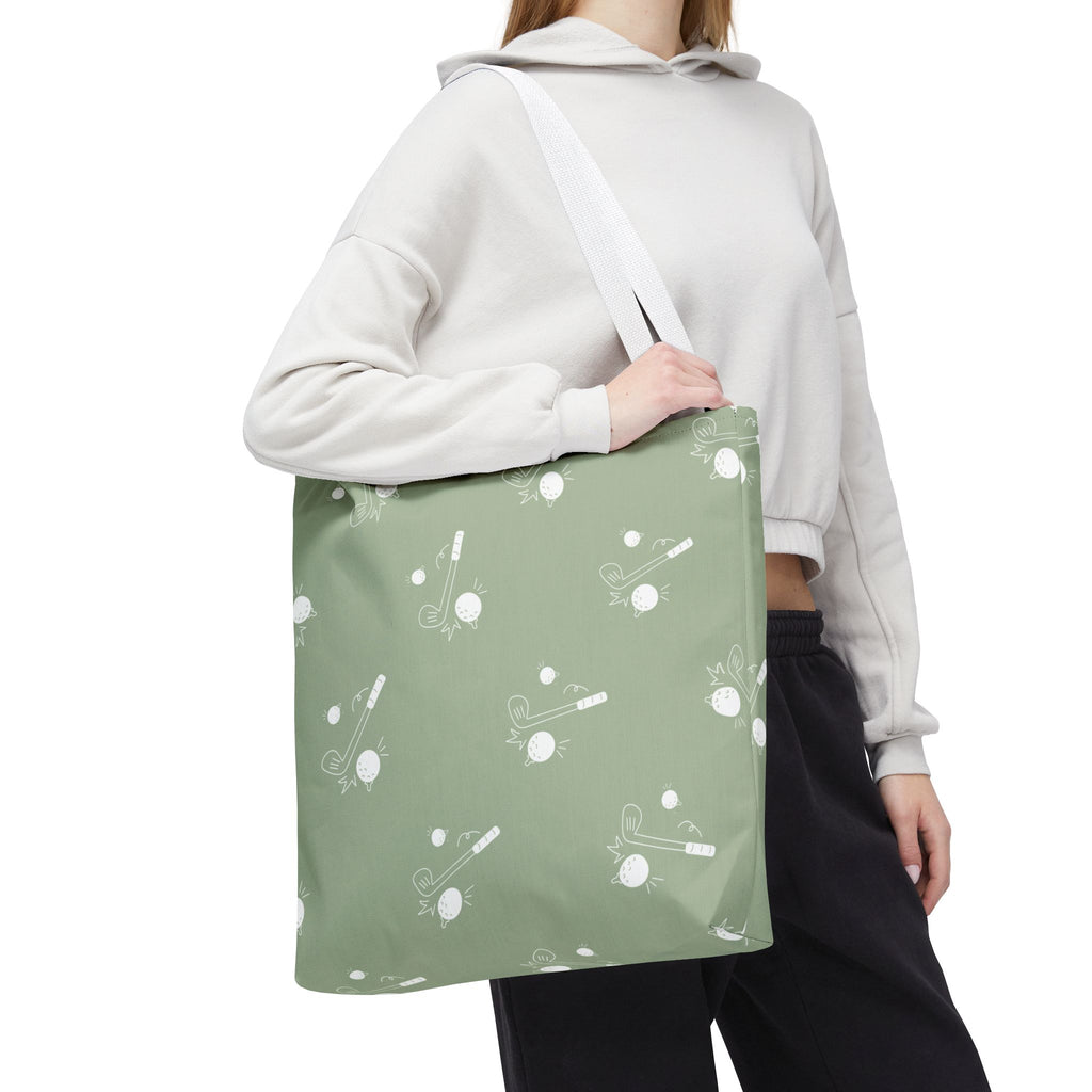 Tote Bag | Sage Green and Golf Pattern Shoulder Bag