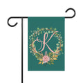 Home & Garden Banner | 'K' Monogram Floral Boho Wreath Flag