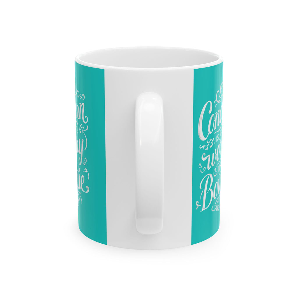 Coffee Mug | Teal Ceramic Mug 'Concern is Just Worry in a Bowtie'