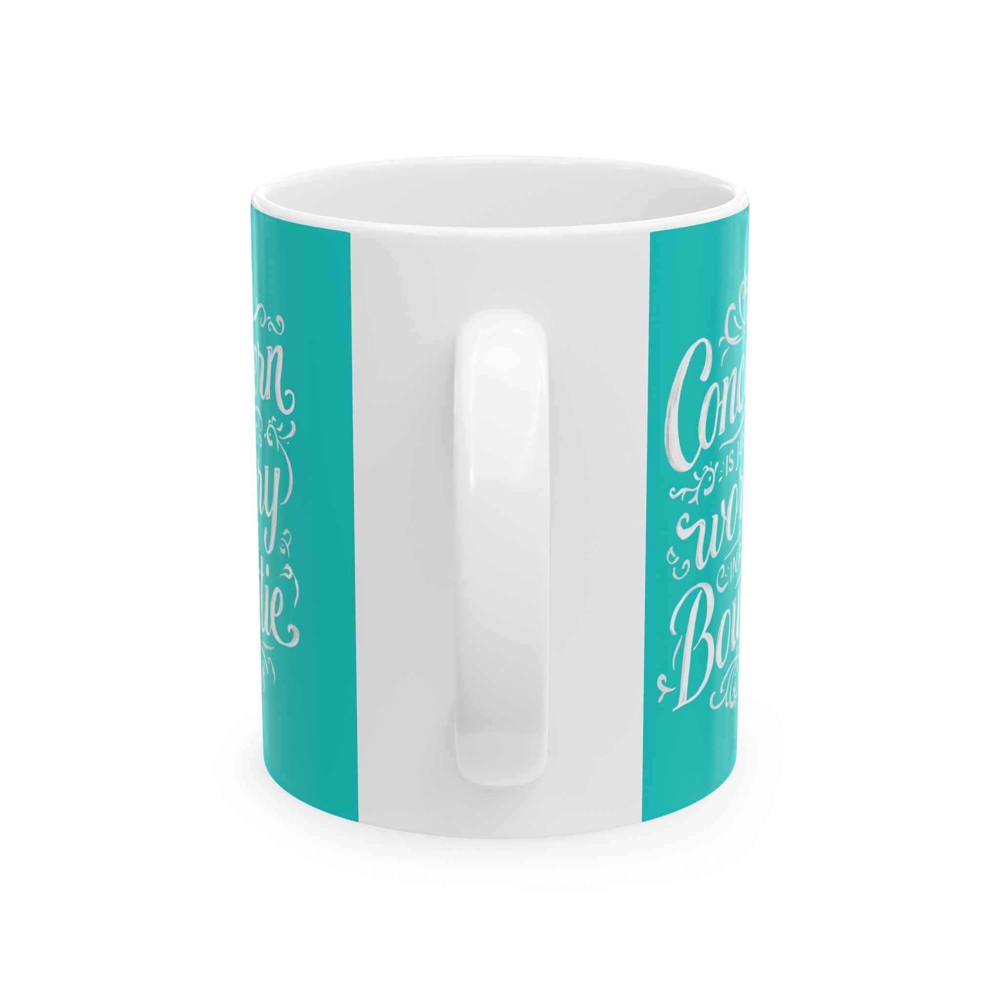 Coffee Mug | Teal Ceramic Mug 'Concern is Just Worry in a Bowtie'