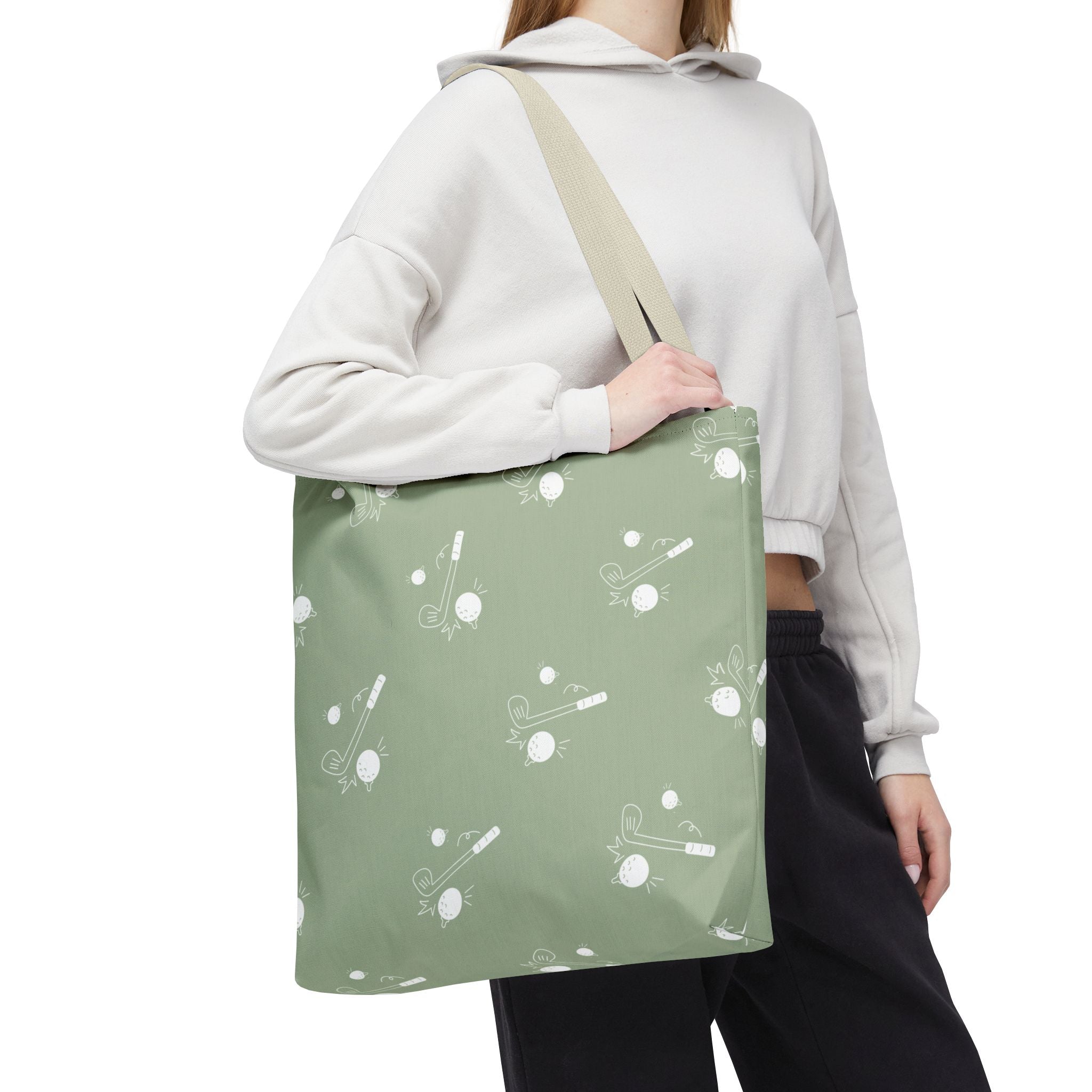 Tote Bag | Sage Green and Golf Pattern Shoulder Bag