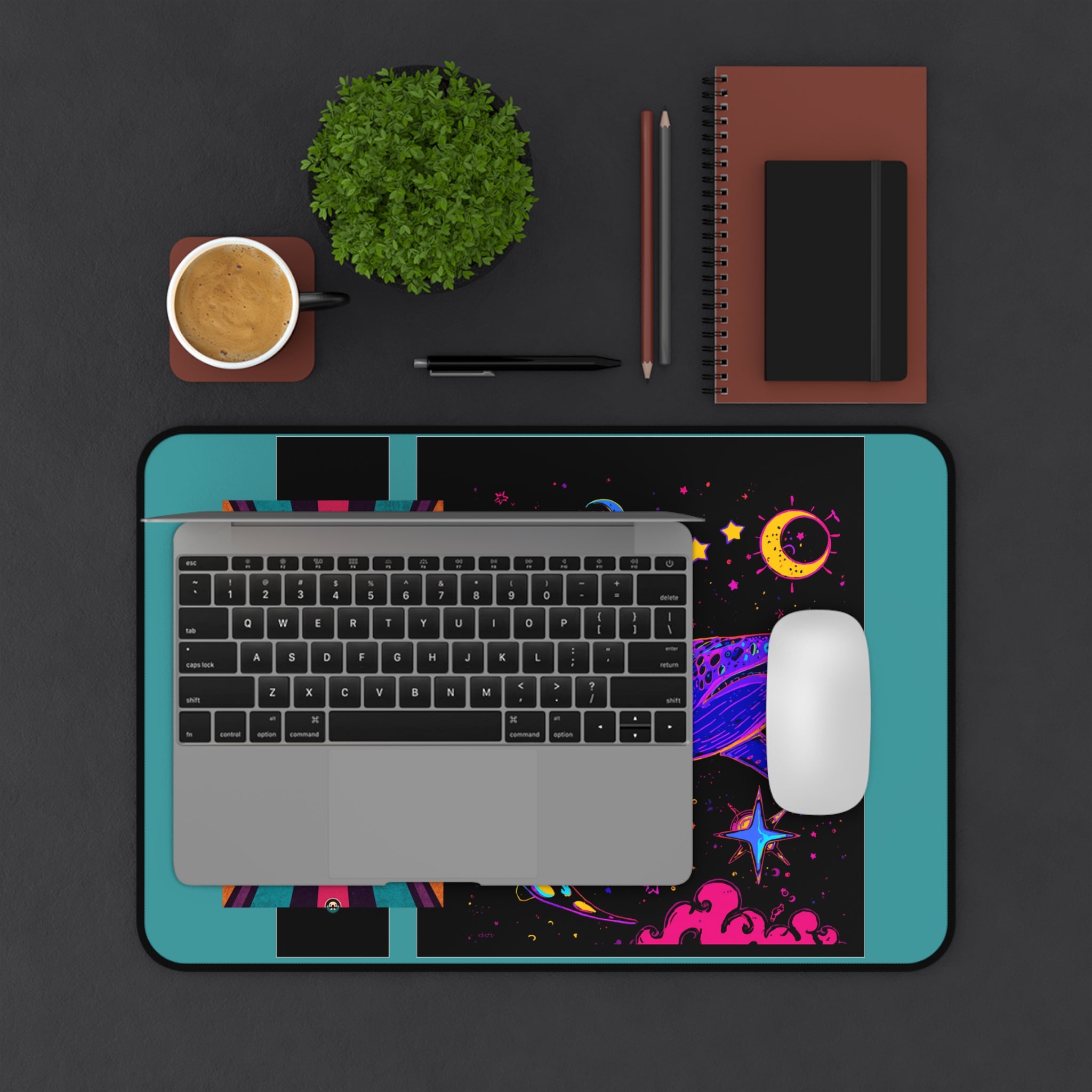 Mousepad | Neon Cosmic Shark Desk Mat