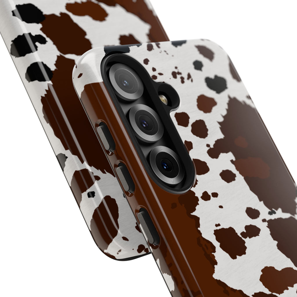 Phone Case | Brown & White Cowhide Pattern Tough Protective Cover