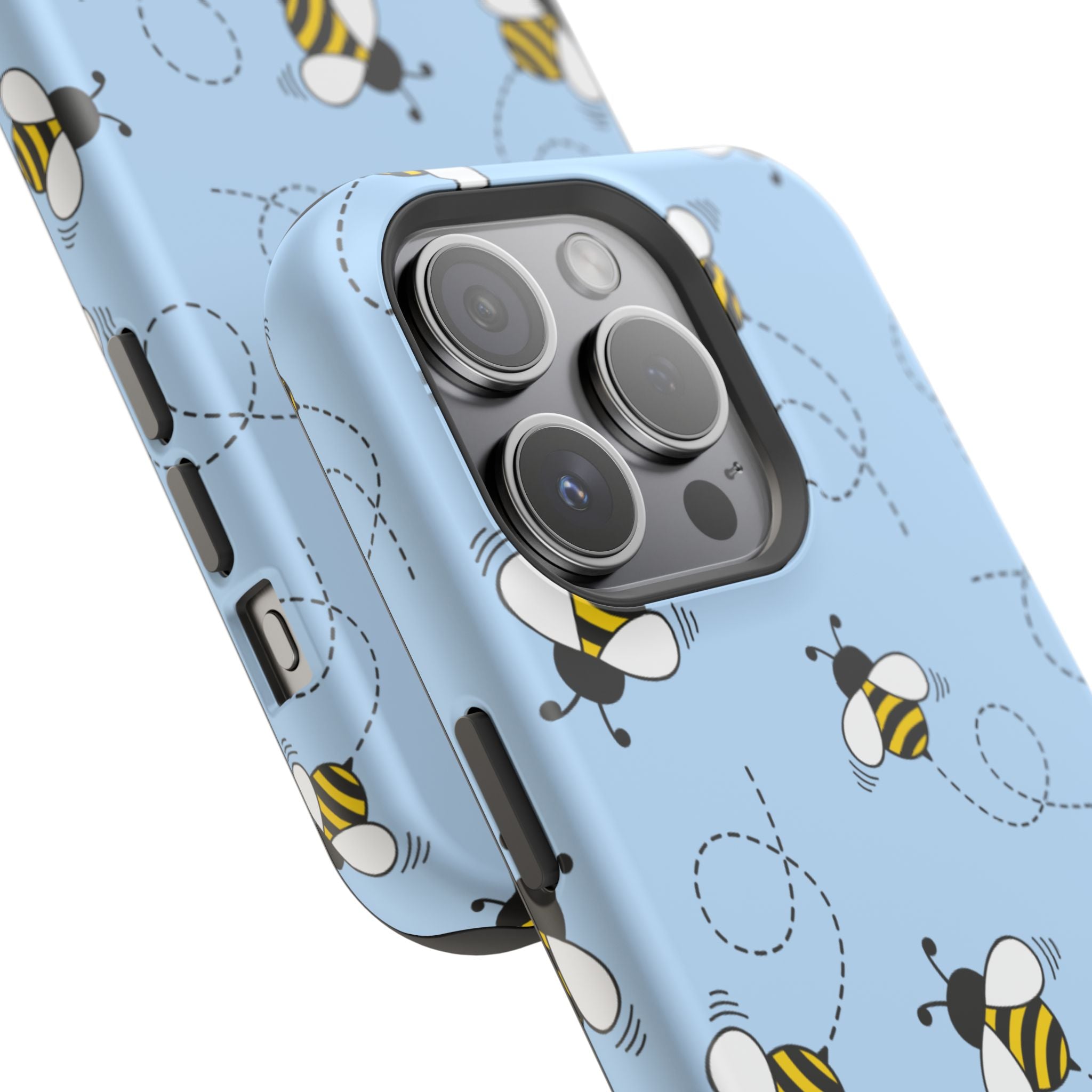Phone Case | Sky Blue Bee Pattern Magnetic Impact-Resistant Phone Case