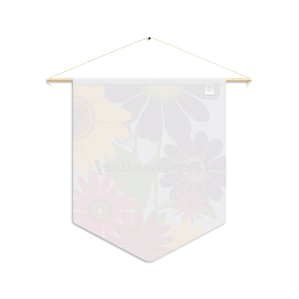 Pennant Banner | Personalizable Bright Oversized Flowers on Light Purple Decor