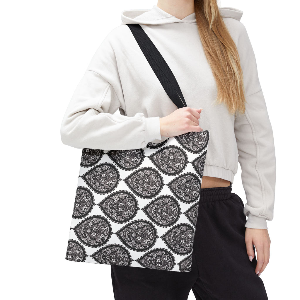 Tote Bag | Black & White Paisley Pattern