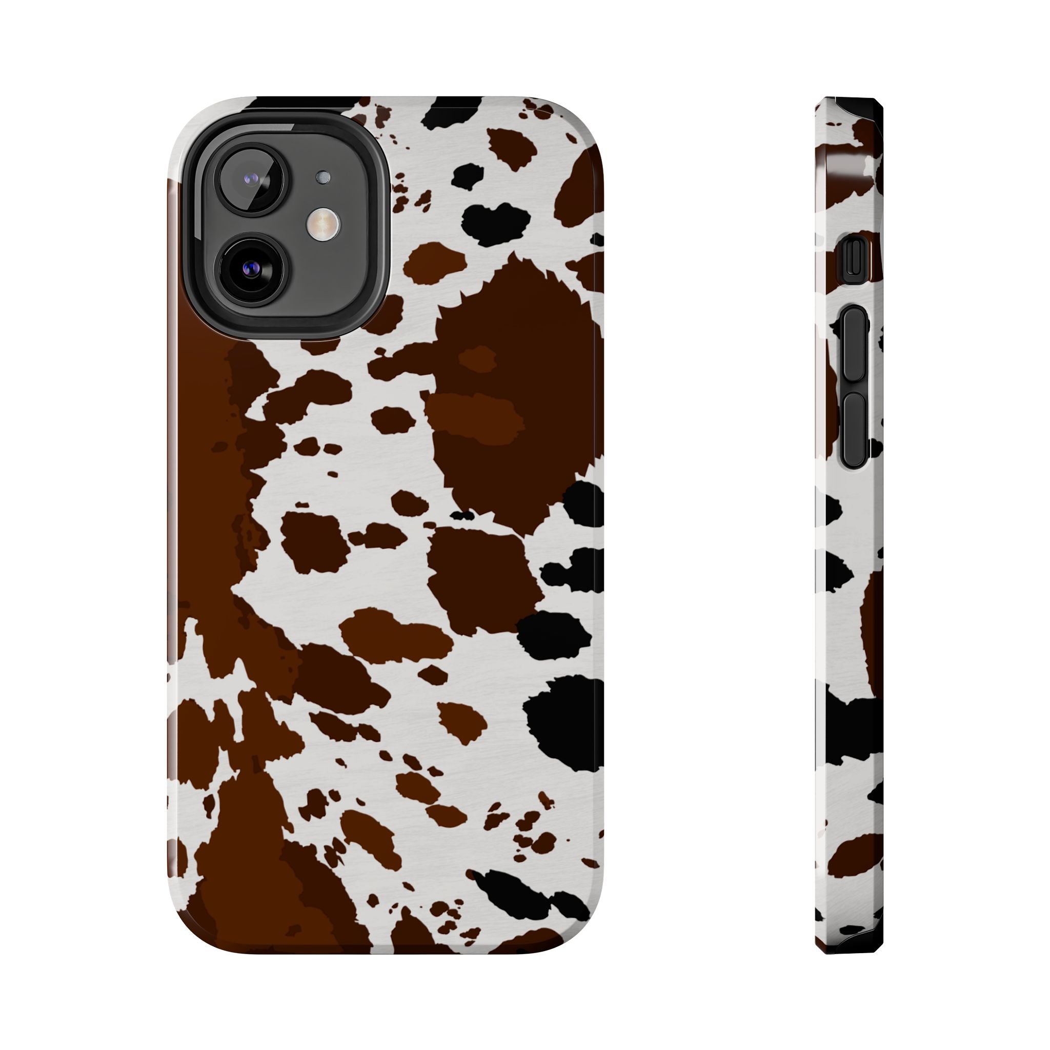 Phone Case | Brown & White Cowhide Pattern Tough Protective Cover
