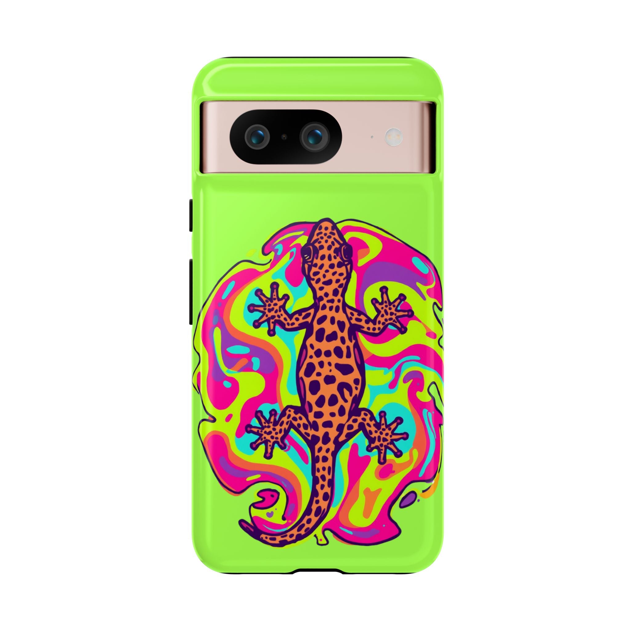 Phone Cases | Neon Leopard Gecko Swirl Phone Case