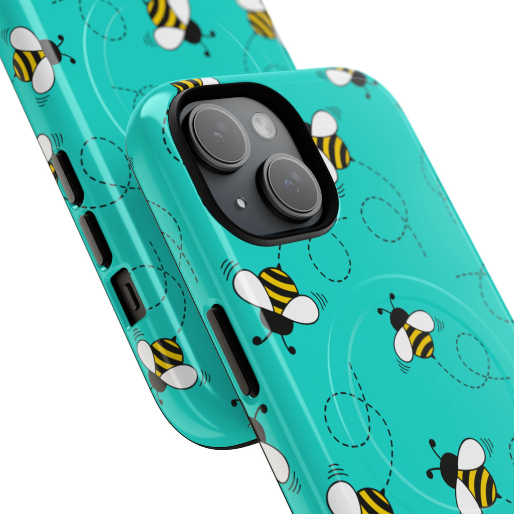 Phone Case | Cute Turquoise Bumblebee Tough Magnetic Phone Case