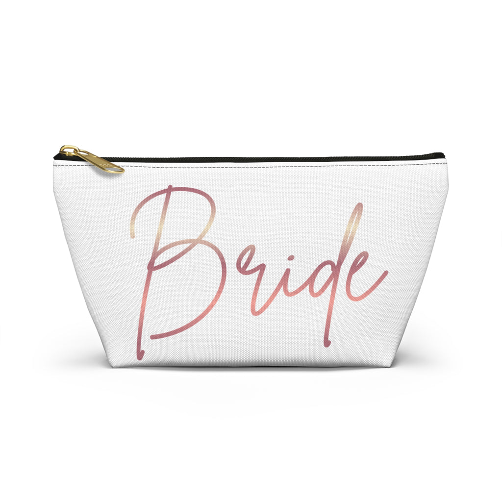 T Bottom Accessory Pouch | 'Bride' Script in Rose Gold Cosmetic Bag