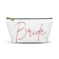 T Bottom Accessory Pouch | 'Bride' Script in Rose Gold Cosmetic Bag