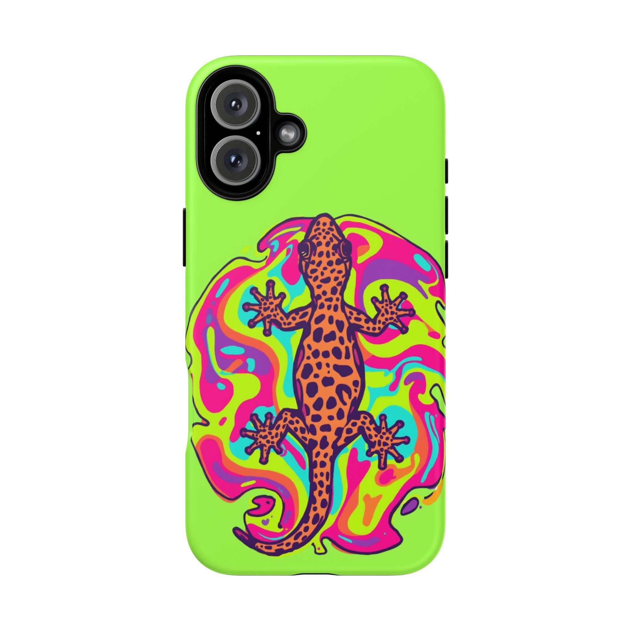Phone Cases | Neon Leopard Gecko Swirl Phone Case