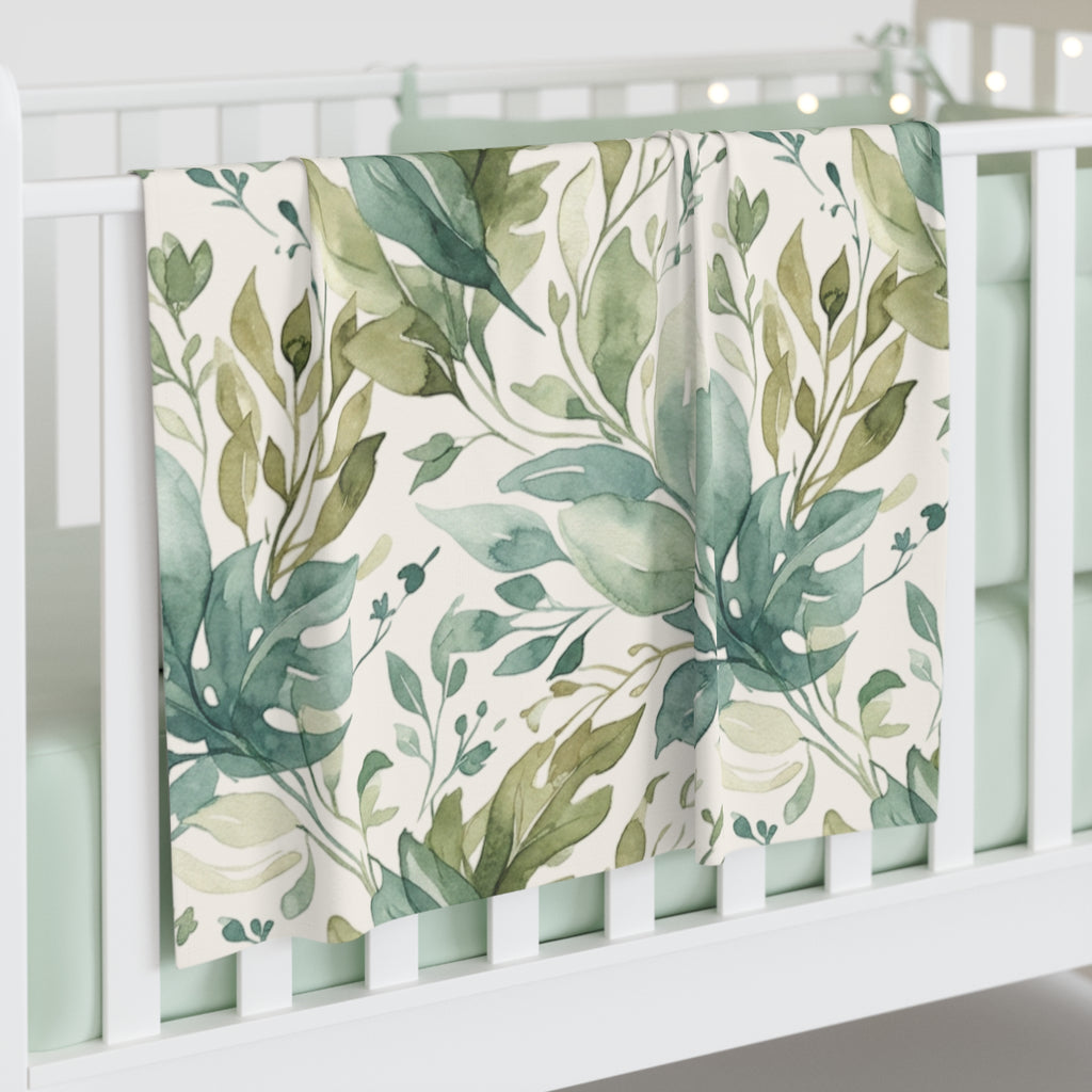 Baby Swaddle Blanket | Watercolor Botanical Greenery