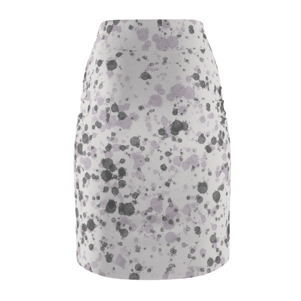 Women's Pencil Skirt | Lavender Gray Abstract Watercolor Spot Midi