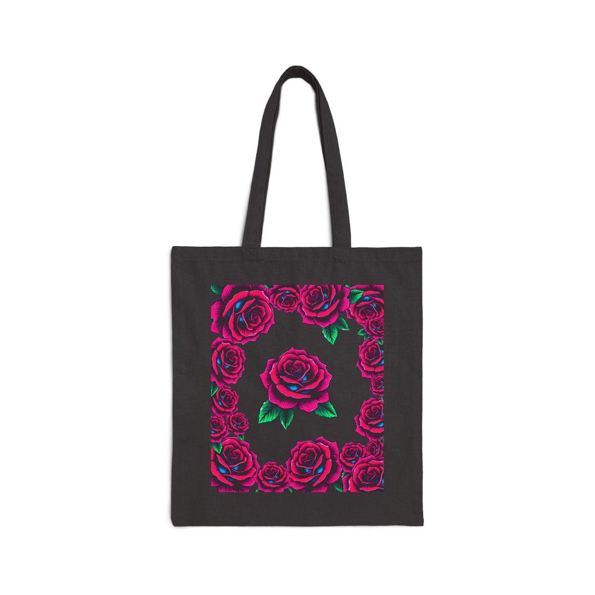 Floral Roses in Bloom Canvas Grocery Tote