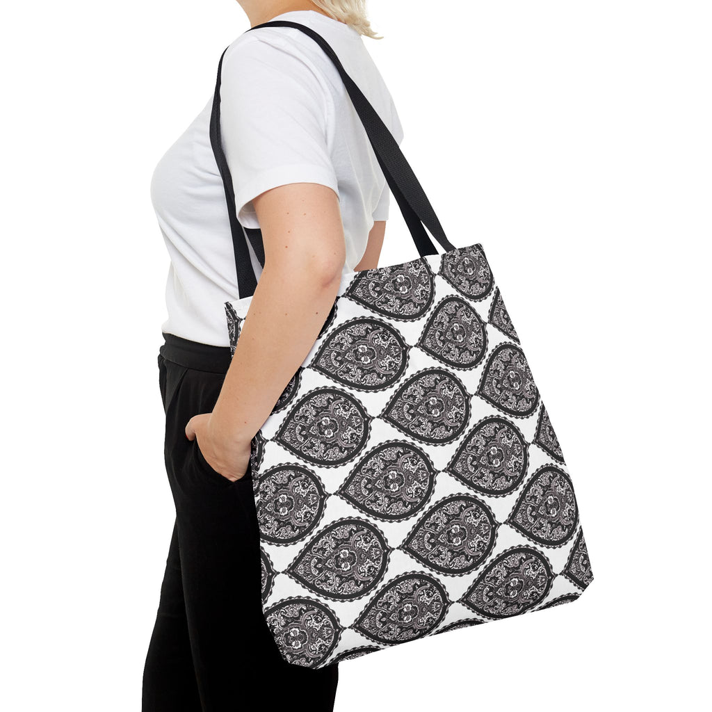 Tote Bag | Black & White Paisley Pattern
