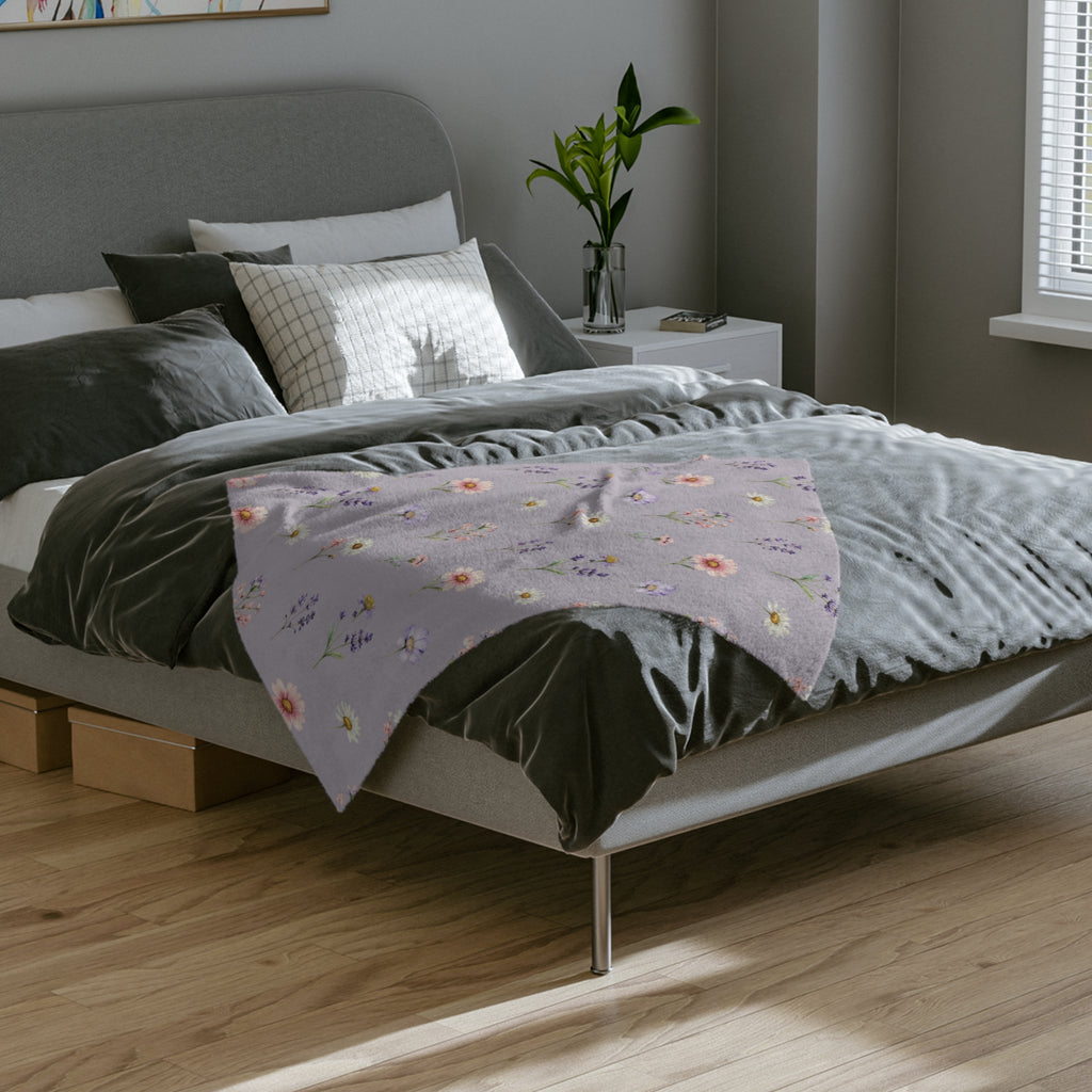 Lilac Purple and Wild Flowers Microfiber Throw
