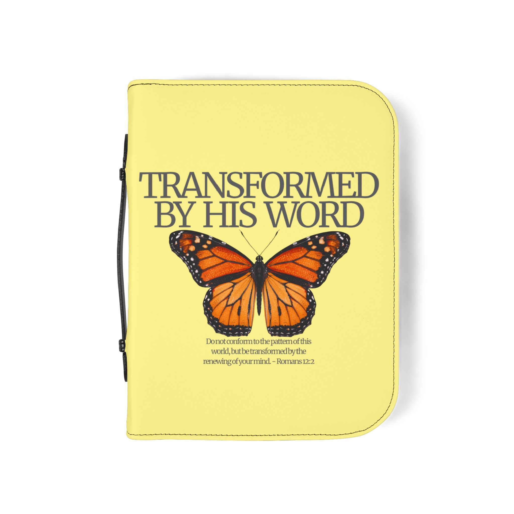 Bible Cover | Scripture 'Transformed By His Word' Butterfly Zippered Case