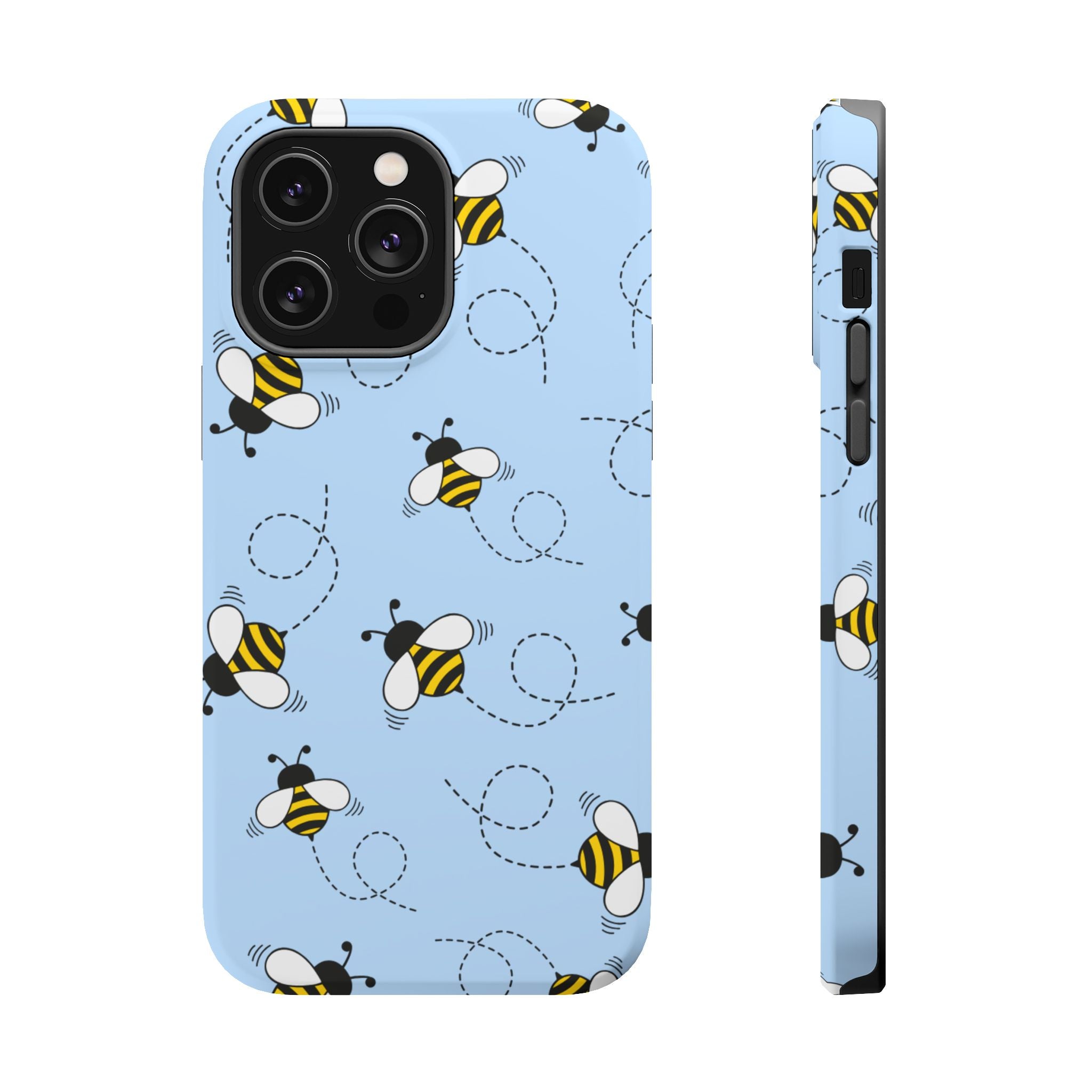 Phone Case | Sky Blue Bee Pattern Magnetic Impact-Resistant Phone Case