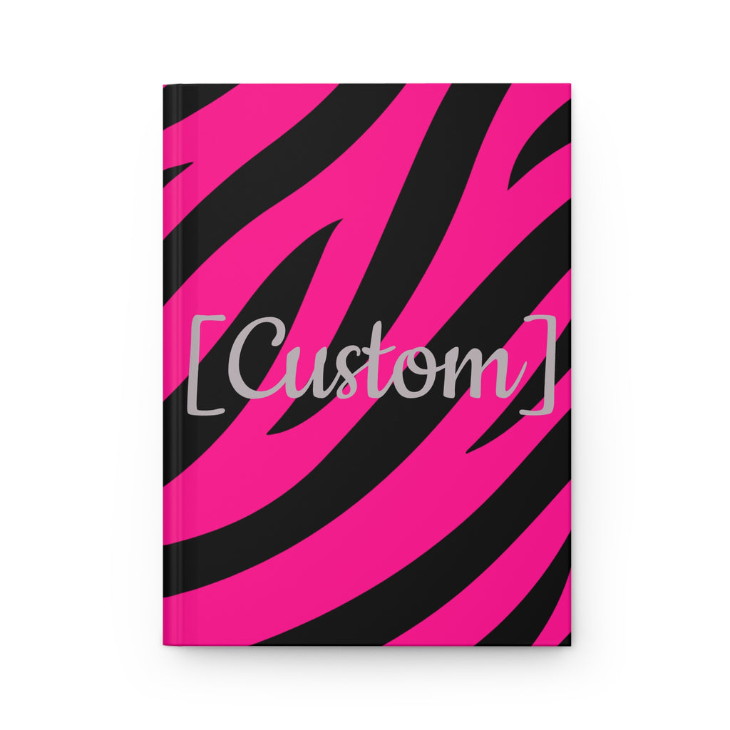 Journal | Custom Name Matte Pink Zebra Hardcover Notebook