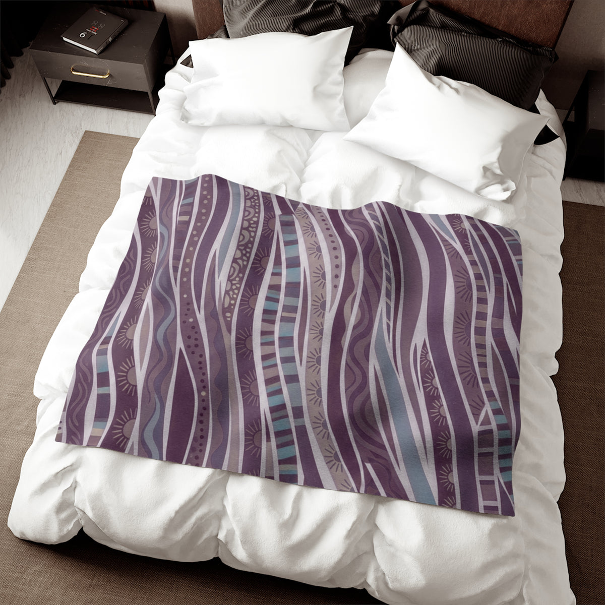 Purple Boho Waves Sweatshirt Blanket