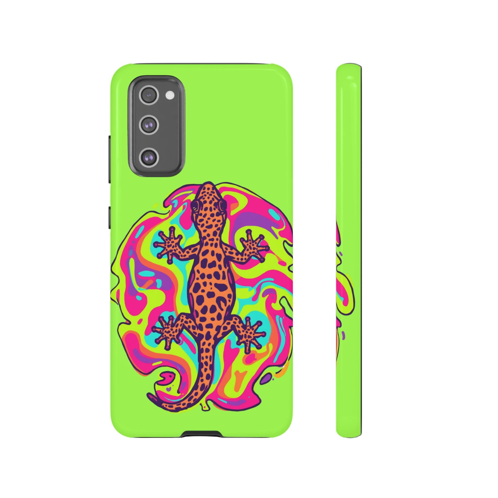 Phone Cases | Neon Leopard Gecko Swirl Phone Case