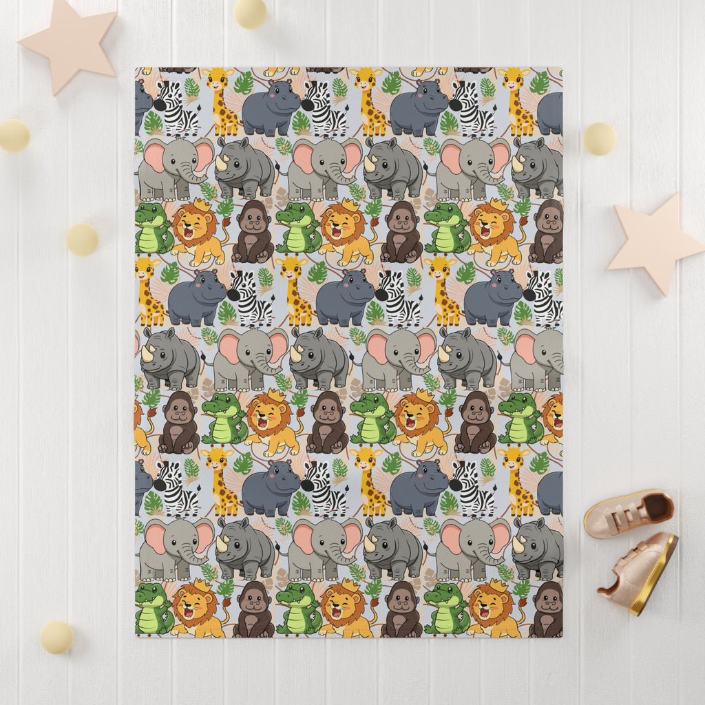 Baby Blanket | Soft Fleece Safari Animal Nursery Throw