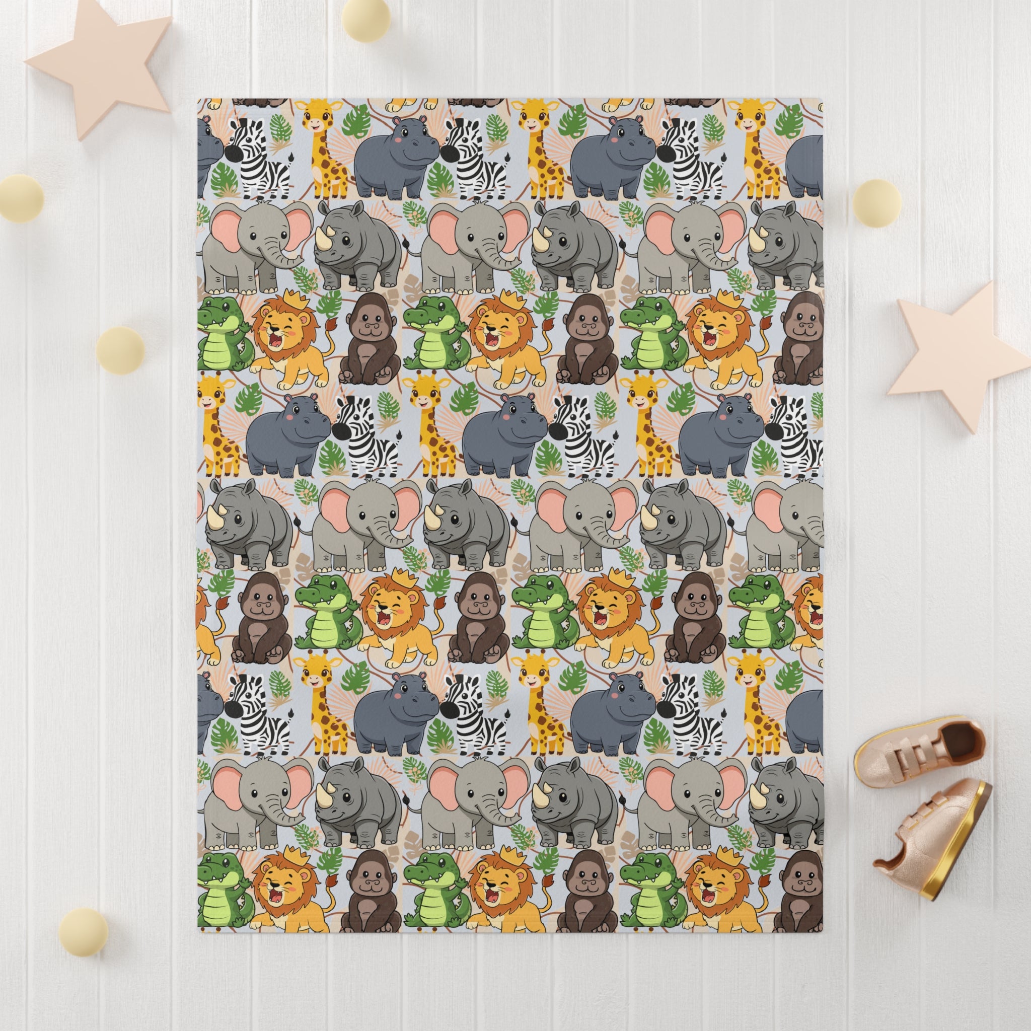 Baby Blanket | Soft Fleece Safari Animal Nursery Throw