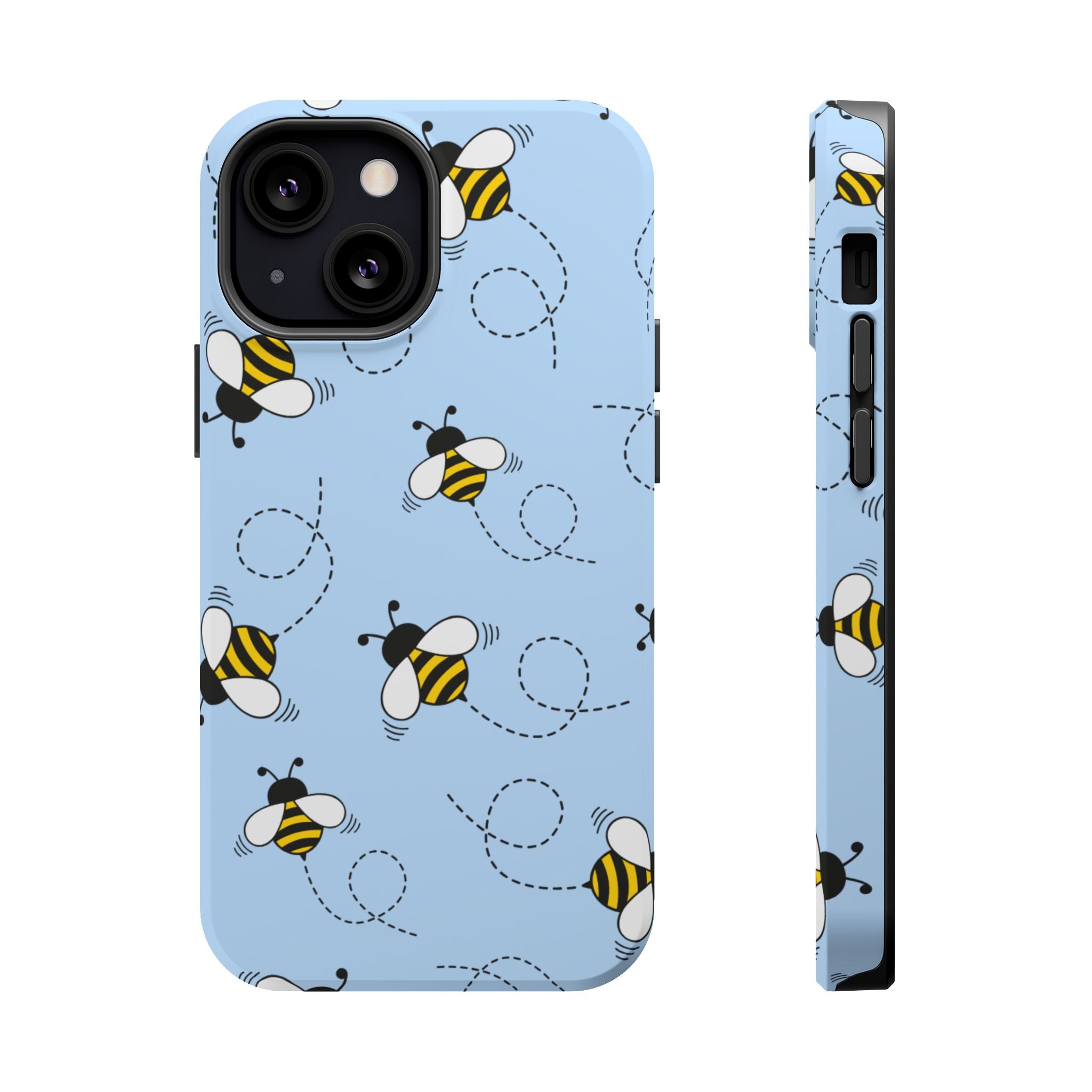Phone Case | Sky Blue Bee Pattern Magnetic Impact-Resistant Phone Case