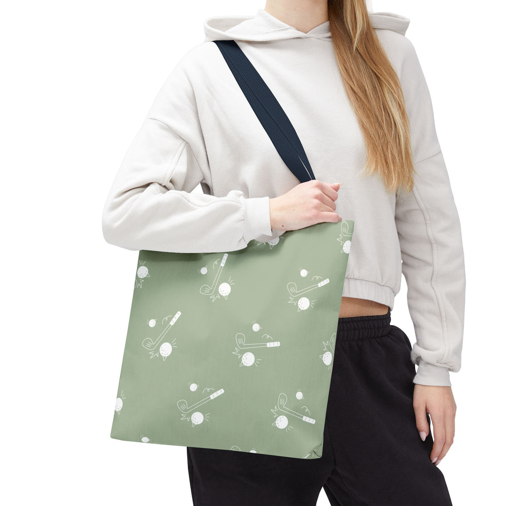 Tote Bag | Sage Green and Golf Pattern Shoulder Bag