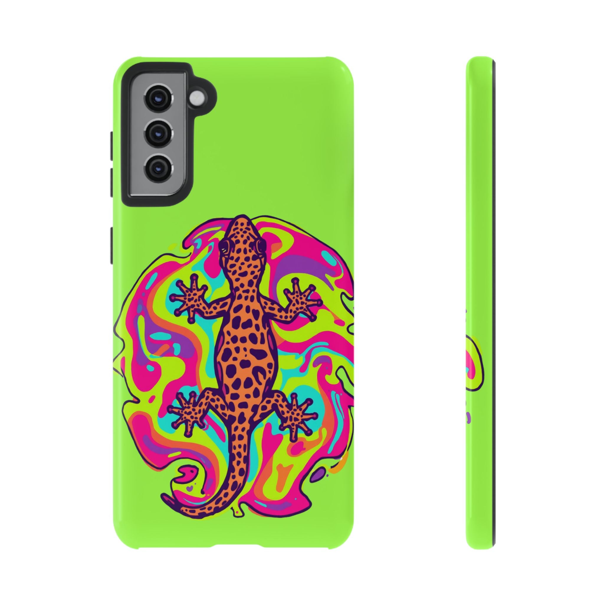Phone Cases | Neon Leopard Gecko Swirl Phone Case
