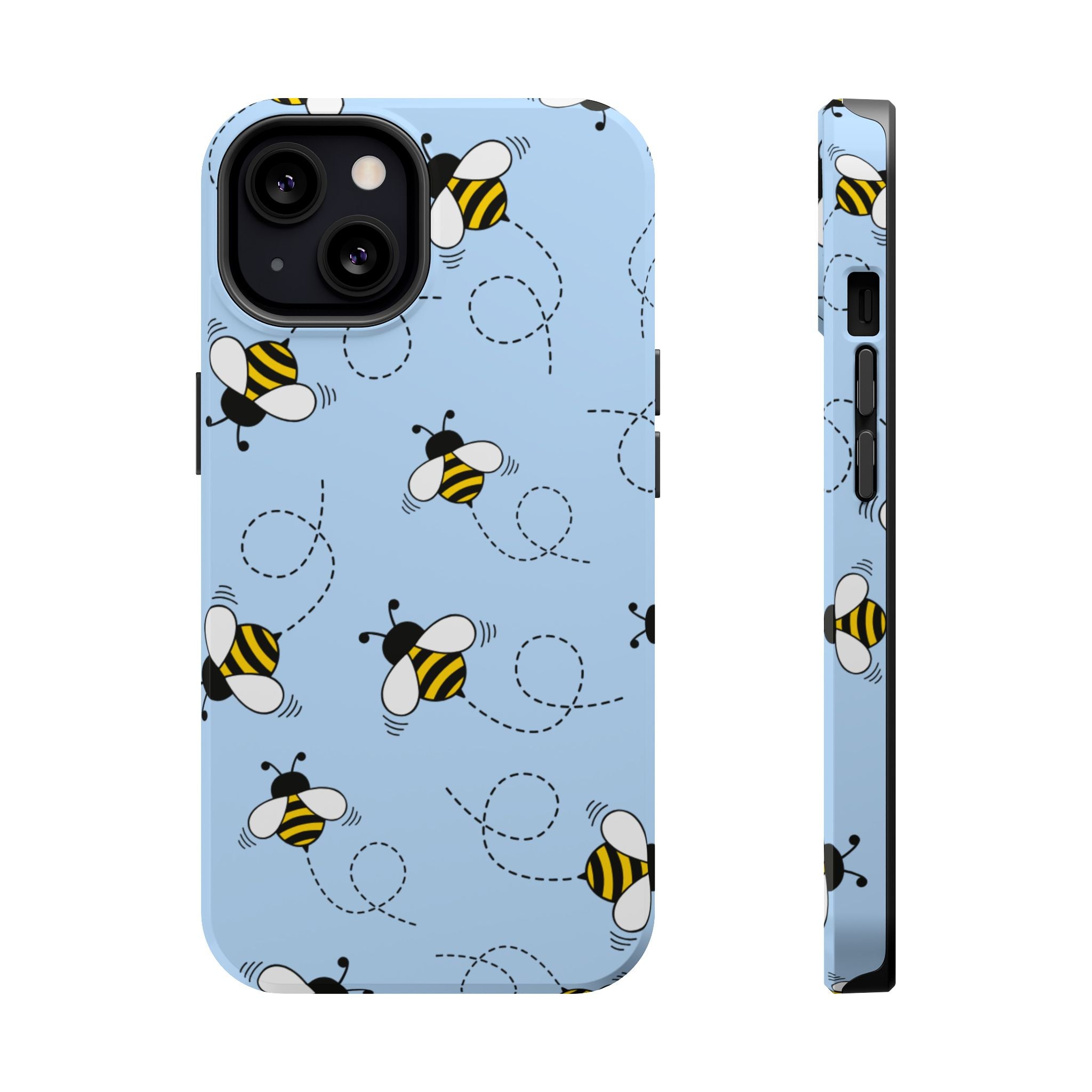 Phone Case | Sky Blue Bee Pattern Magnetic Impact-Resistant Phone Case