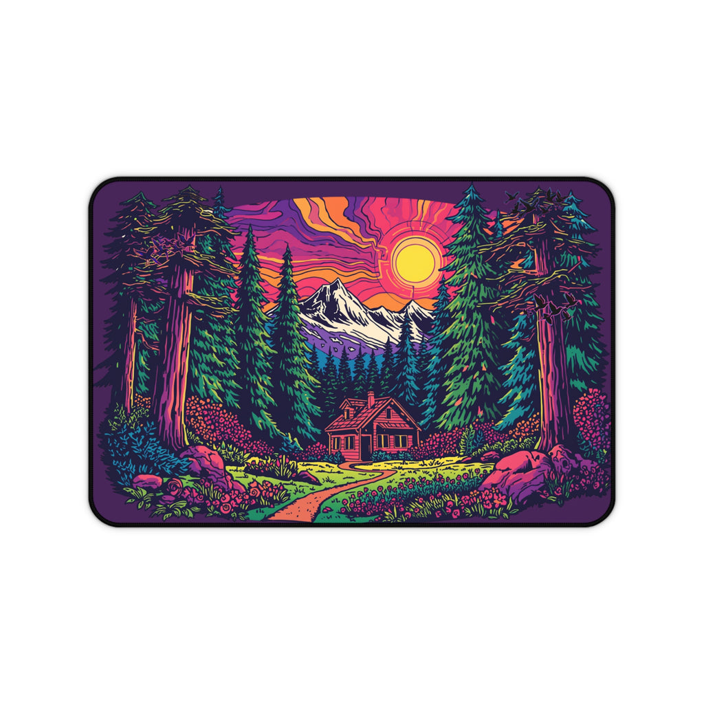 Mousepad | Sunset Cabin in Pines Desk Mat