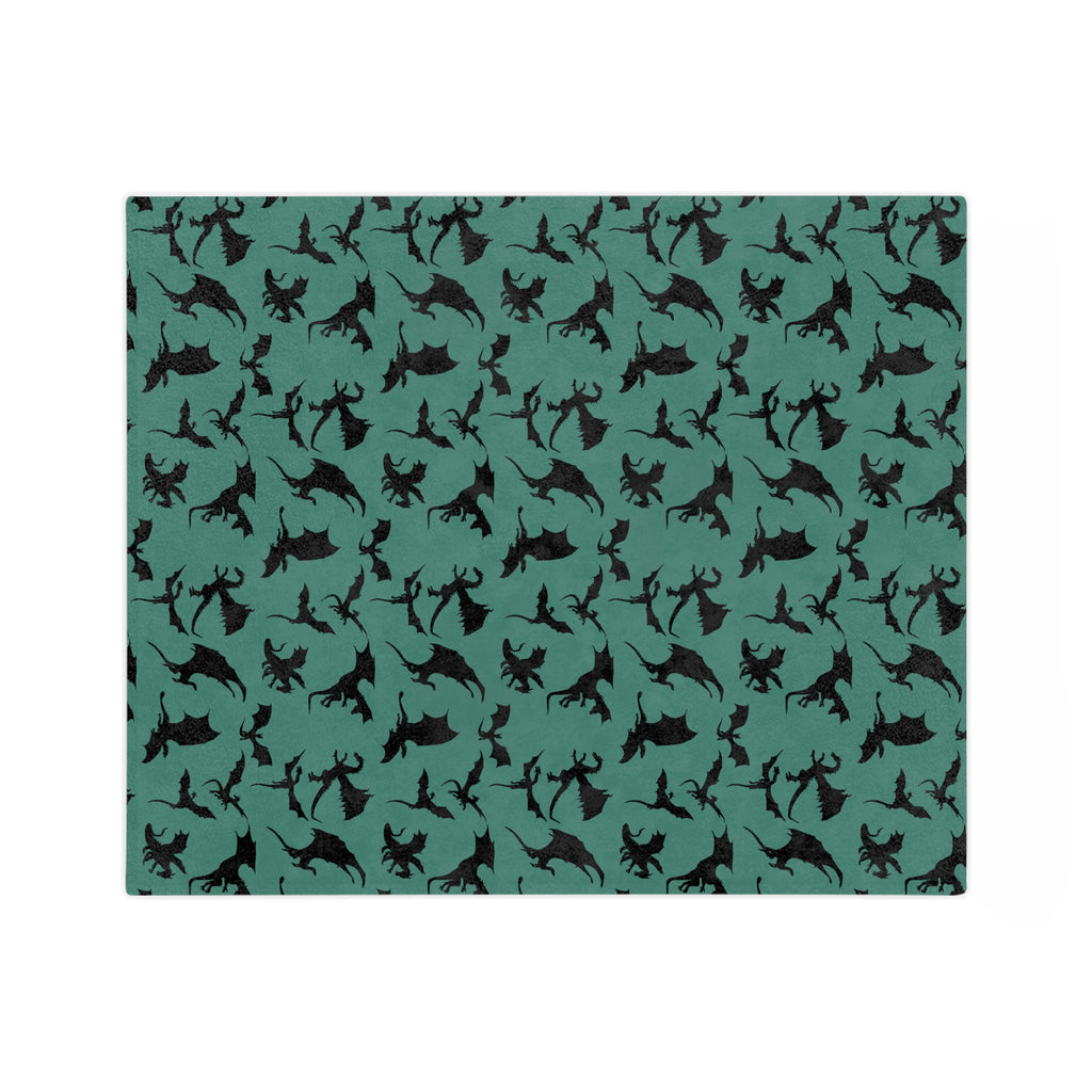 Deep Evergreen Dragons Velveteen Microfiber Throw