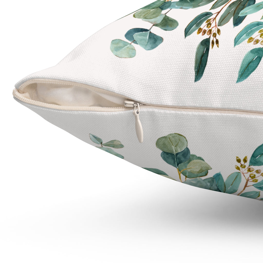 Throw Pillow | Customizable Monogram Botanical Wreath Square Pillow