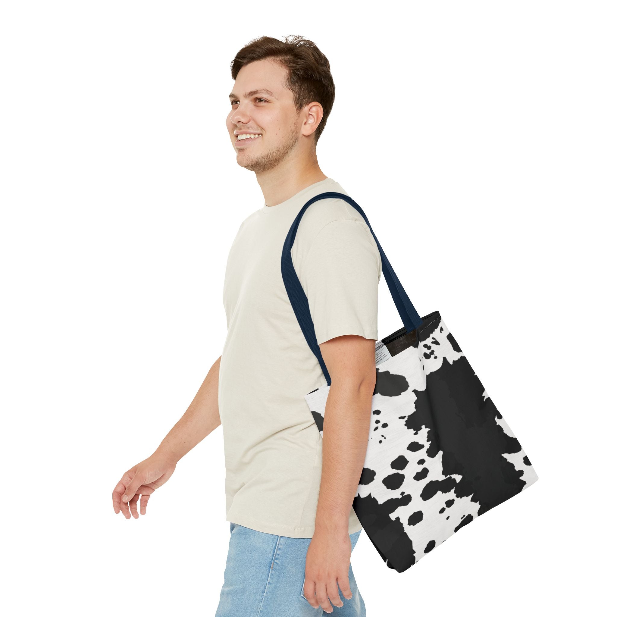 Tote Bag | Black & White Cow Print Patterned Shoulder Tote