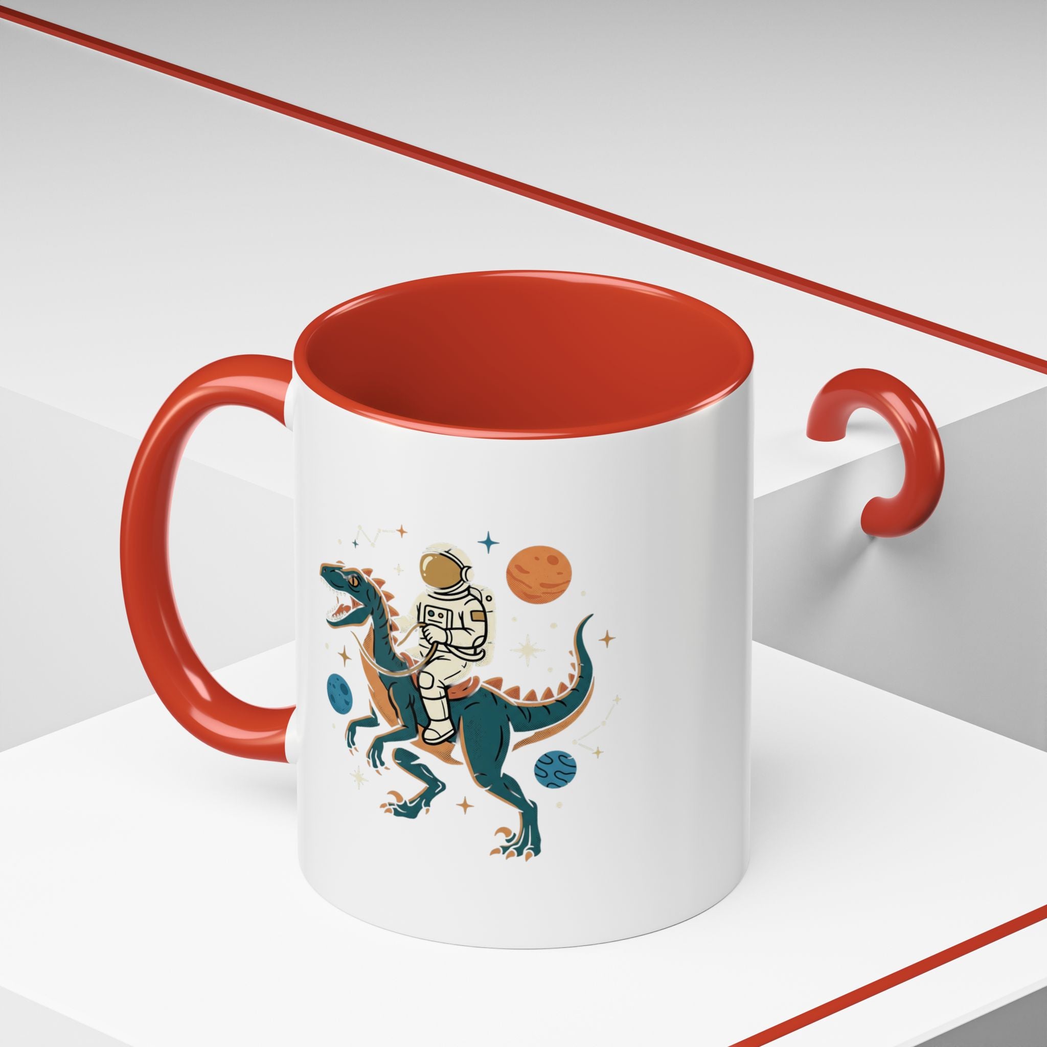 Coffee Mug | Astronaut Riding Velociraptor Accent Mug