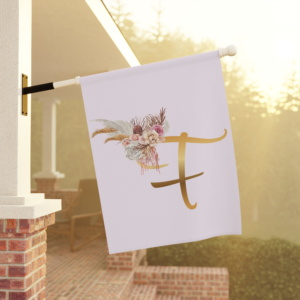 Home & Garden Banner | 'F' Monogram Blush Petals Flag