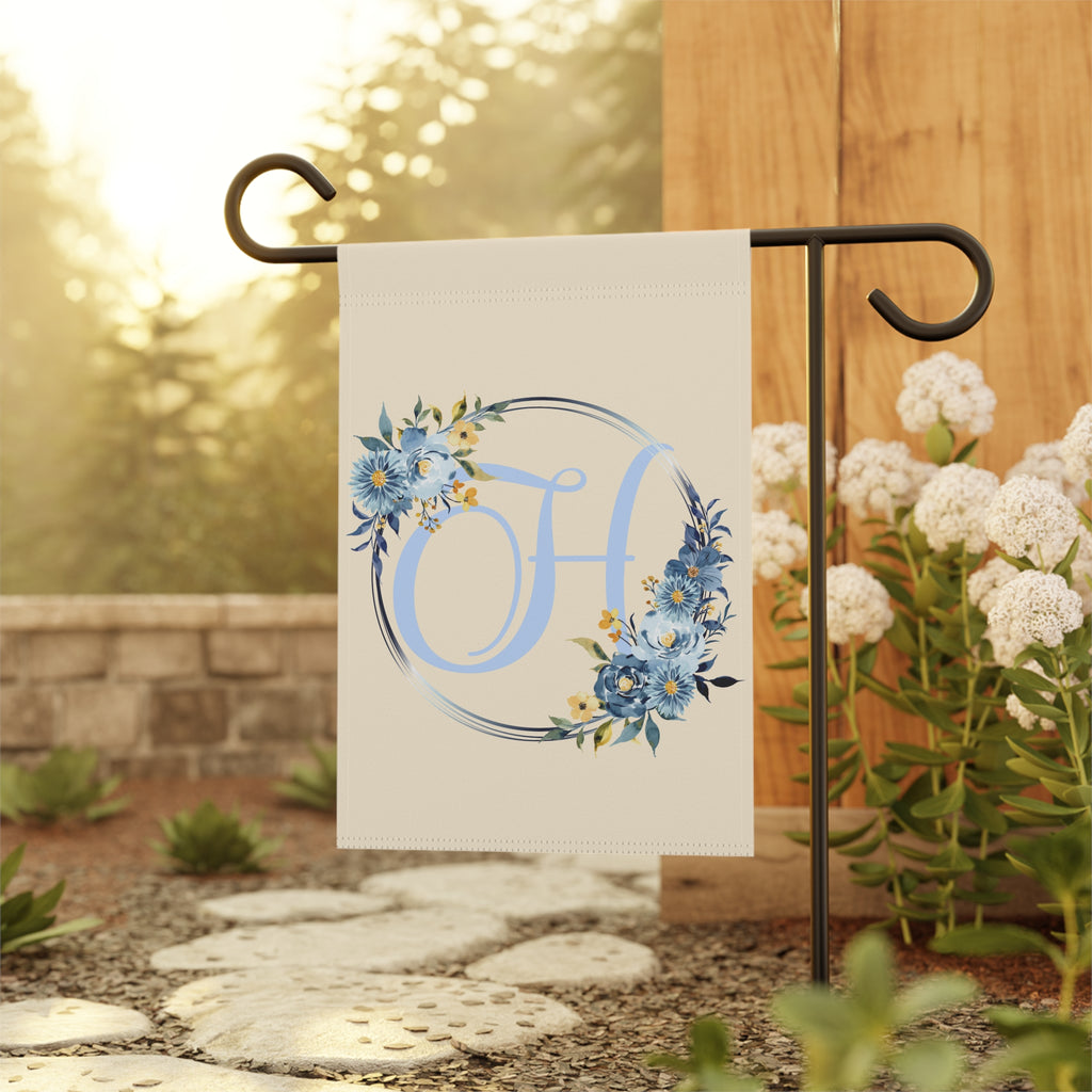 Home & Garden Banner | 'H' Monogram Floral Wreath Flag