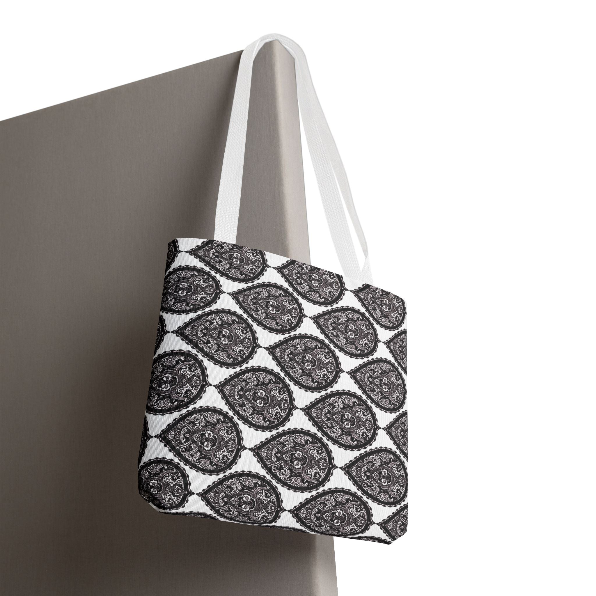 Tote Bag | Black & White Paisley Pattern