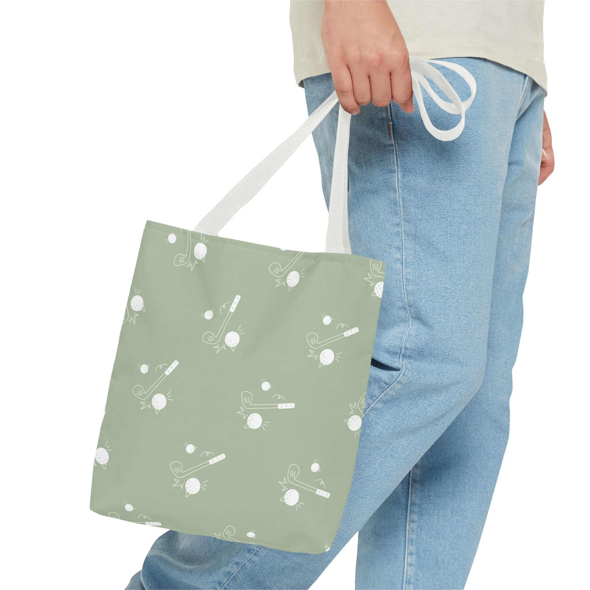 Tote Bag | Sage Green and Golf Pattern Shoulder Bag