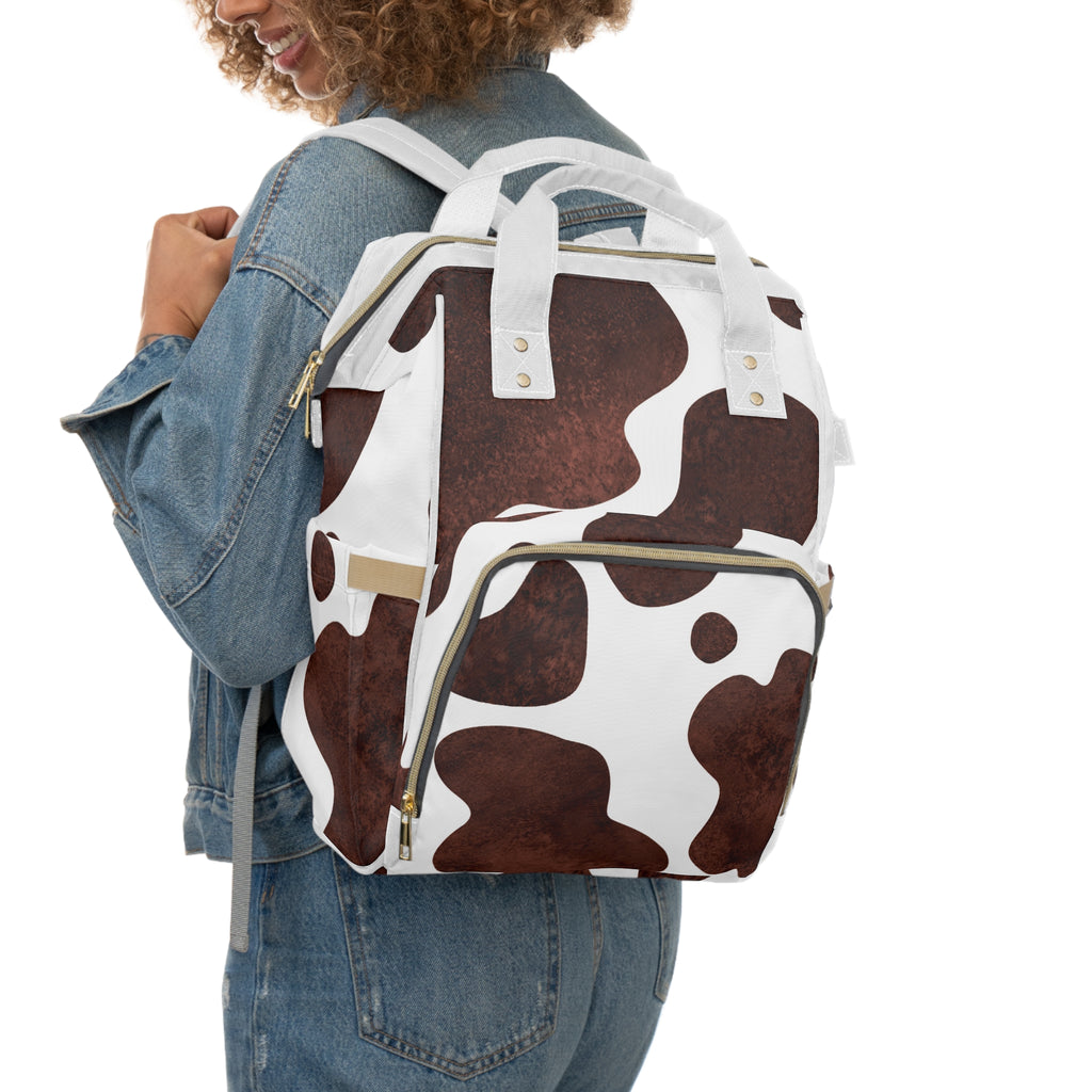 Diaper Backpack | Multifunctional Baby Changing Bag in Fun Cow Print