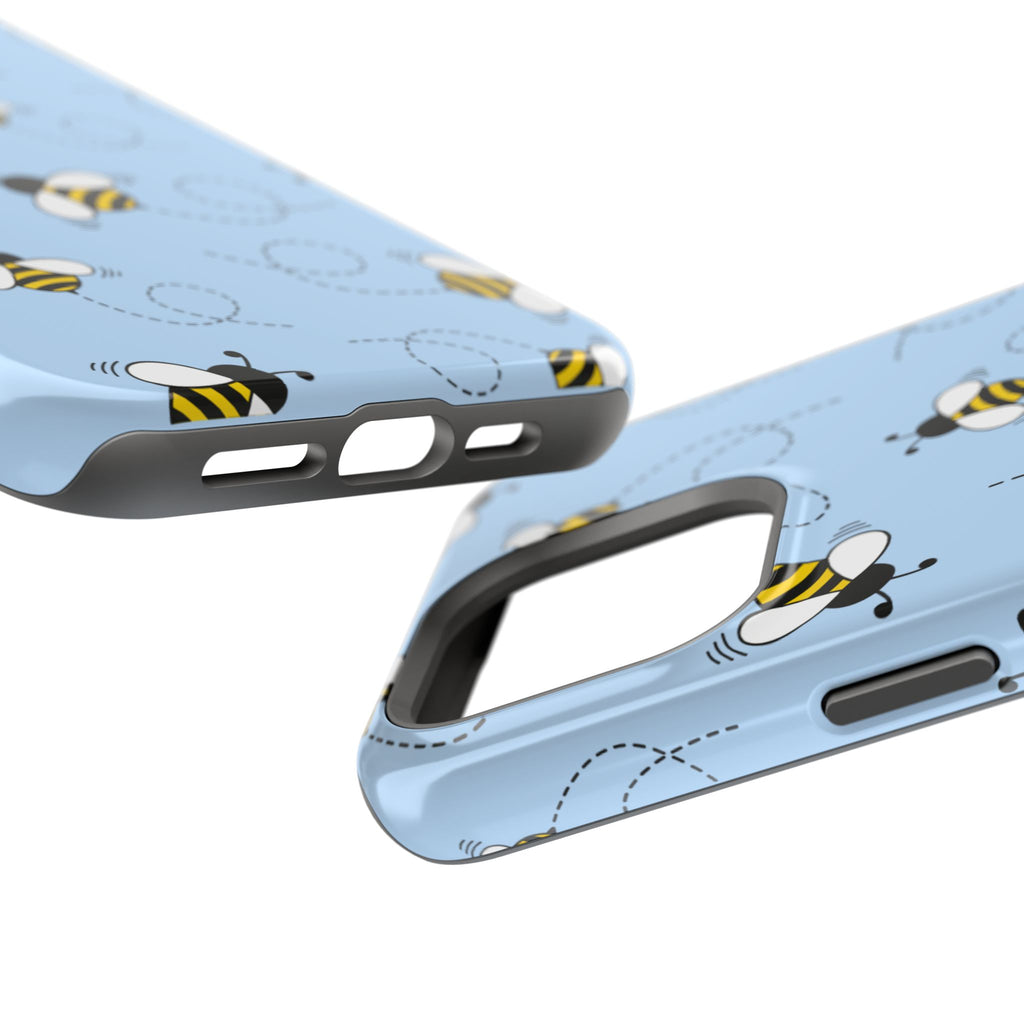 Phone Case | Sky Blue Bee Pattern Magnetic Impact-Resistant Phone Case
