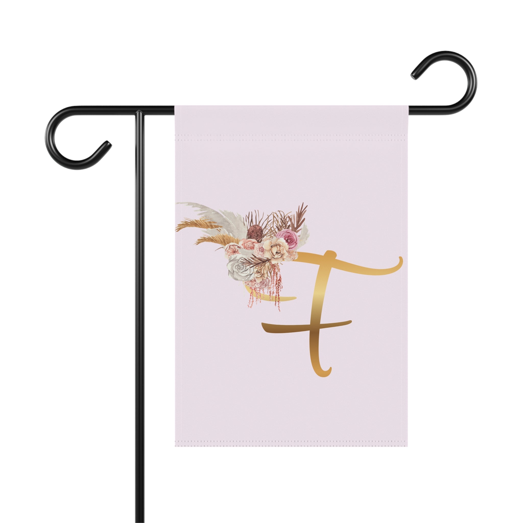 Home & Garden Banner | 'F' Monogram Blush Petals Flag