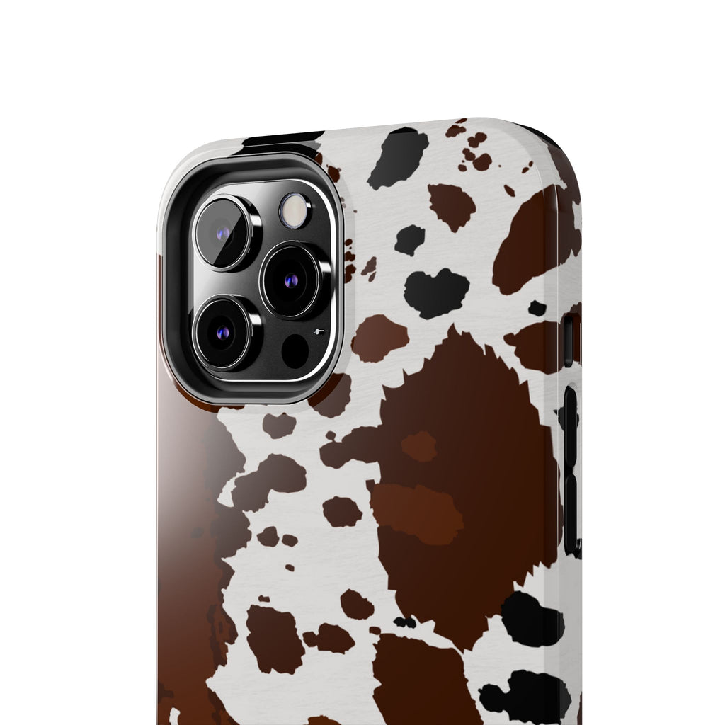 Phone Case | Brown & White Cowhide Pattern Tough Protective Cover